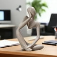 thumbnail image 5 of The Thinker Statue - Sandstone Resin Abstract Sculpture for Home & Office Decor, Desktop Bookshelf Collectible Figurine, Elegant Housewarming Gift Idea, 5 of 5