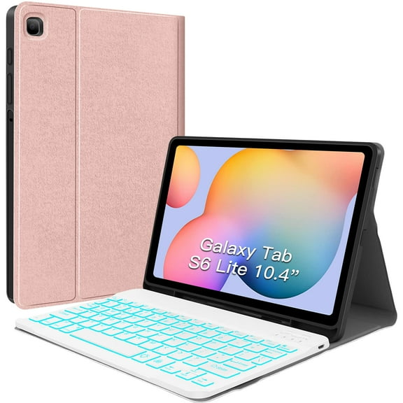 GGMCN Backlit Keyboard Case for Samsung Galaxy Tab S6 Lite 10.4" 2024/2022/2020, Galaxy Tab S6 Lite SM-P620/P625/P610/P613/P615/P619 Tablet Cover Case with Wireless Keyboard S Pen Holder, Black