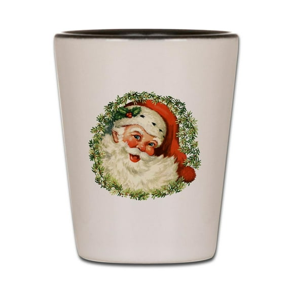 CafePress - Vintage Santa - White/Black Shot Glass, Unique and Funny Shot Glass