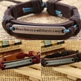thumbnail image 3 of Ayyufe Men's Women's Punk Letter Leather Bangle Hemp Rope Wristband Bracelet, 3 of 7