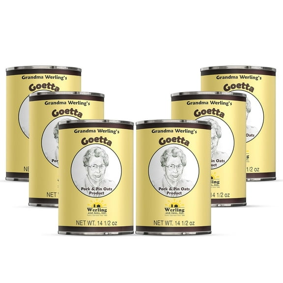 (Pack of 6) Werling & Sons Grandma Werling’s Goetta 14.5 Oz Canned Food Fully Cooked Pork & Pin Oats Traditional German Style Canned Meat Shelf Stable for Emergency Storage, Camping & Quick Meals