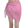 thumbnail image 2 of Bingfone Pink Gingham Women's Sarong Swimsuit Cover Ups Bathing Suit Coverups Chiffon Beach Wrap Skirts, 2 of 7
