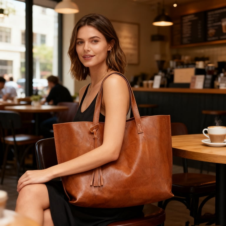 MODANU Women's Faux Leather Tote Bag, 14.1