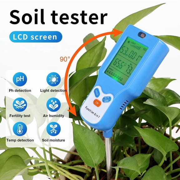 Newest 6 in 1 Soil Tester pH Temperature Humidity Sunlight Air Moisture Nutrient Fertility Meter Soli Detector Gardening Tool