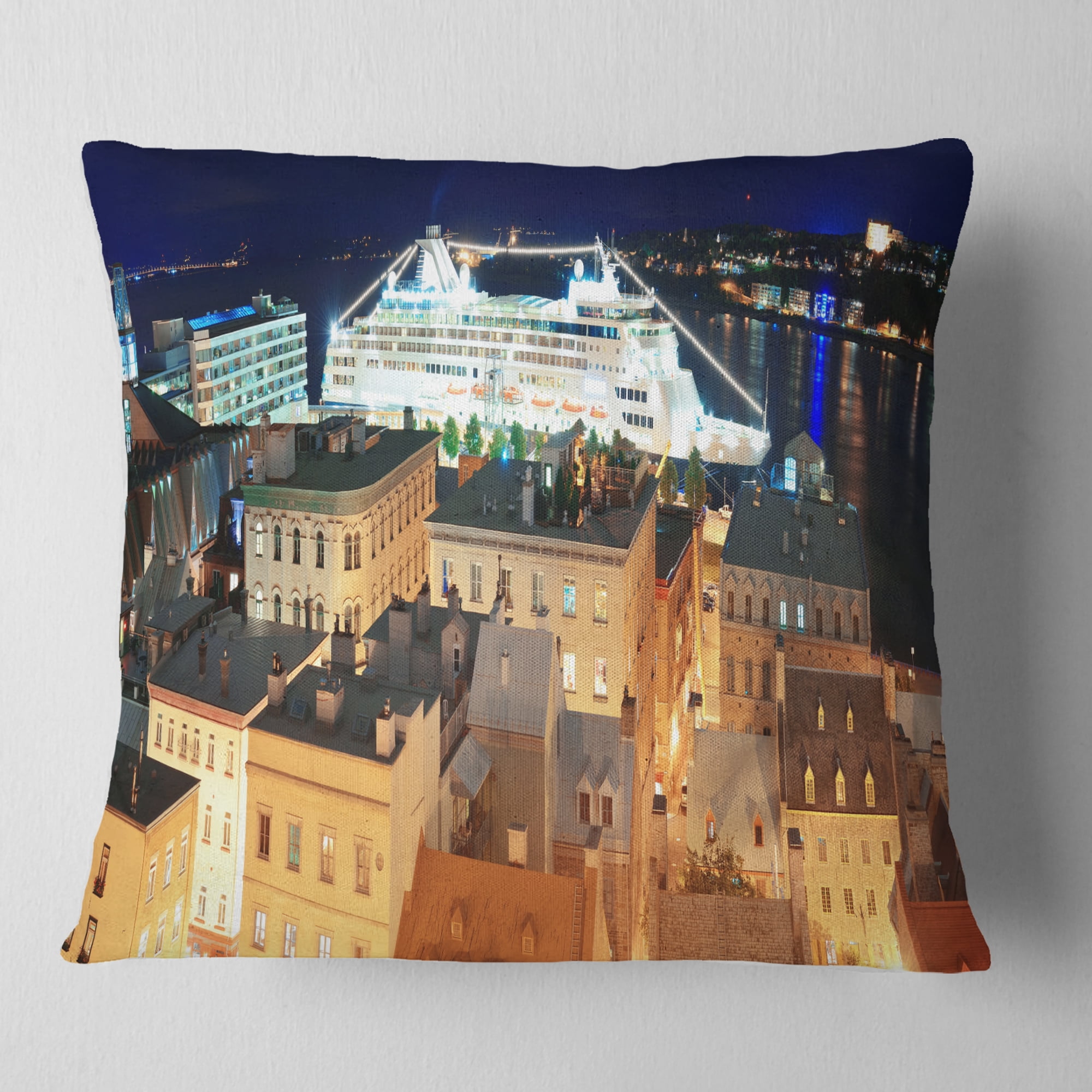 Designart Quebec City - Cityscape Photo Throw Pillow - 16x16