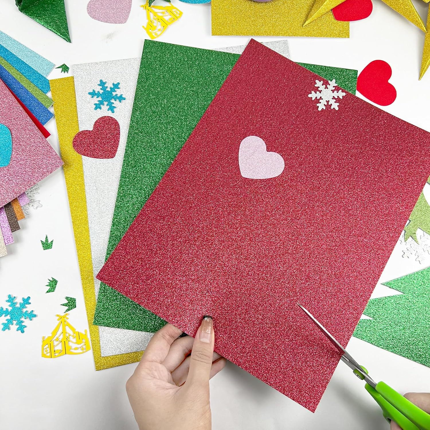 LEXSOMEO 50pcs Glitter Cardstock Paper Sparkly Paper Card Making Paper A4 Shiny Colored Craft Paper for Crafts and DIY Projects