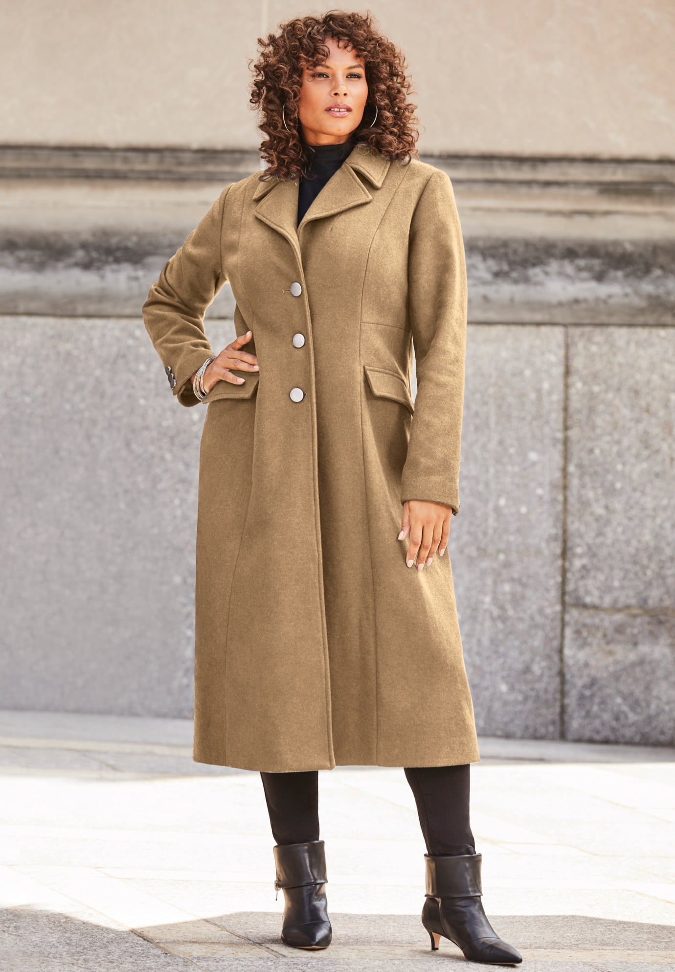 Roaman s Women s Plus Size Long Wool Blend Coat Winter Classic