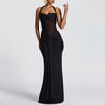 thumbnail image 5 of JGGSPWM Women's Halter Neck Ruched Bodycon Party Evening Gown Maxi Dress Elegant Fashion Mesh Panel Dress with Backless Black S, 5 of 5
