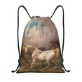 thumbnail image 1 of Wukai Three Horses Oil Painting Print Drawstring Backpack Bag Sport Gym Sackpack Large Size String Backpack Cinch for Women and Men-Medium, 1 of 6