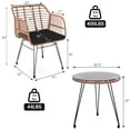 thumbnail image 6 of Skandiquip 3 Pieces Bistro Set, All-Weather Wicker Furniture With 400 Lbs Load Capacity, Easy To Clean Glass Top Table, Brown, 6 of 6