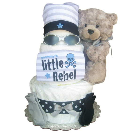 Rockin Rebel Blue Diaper Cake