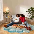 thumbnail image 3 of Flowers Rug Design 301 - 2'6"x2'6" Round, Blue, 3 of 6