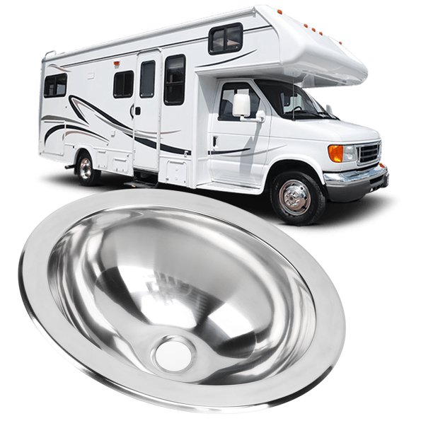 Fregadero de Barra de Un Solo Tazón, Fregadero Redondo de Acero Pulido inoxidable Fácil de Limpiar El Montaje de Al Ras para el Baño de la Caravana