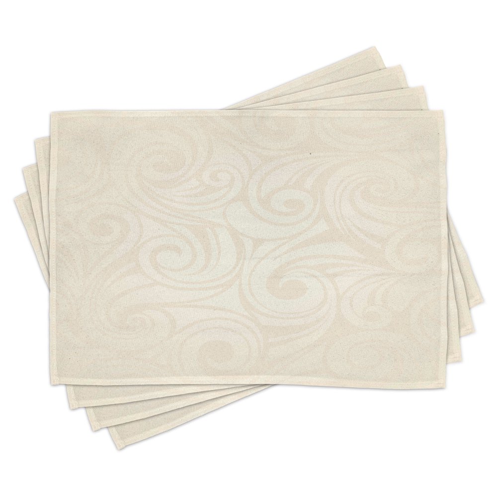 Ivory Placemats Set of 4 Victorian Curved Renaissance Style Leaves