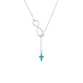 thumbnail image 2 of Delight Jewelry Silvertone Small Teal Crystal Cross Silver tone Elegant Infinity Lariat Necklace, 2 of 4