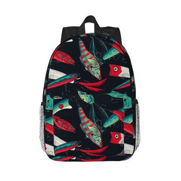 Easygdp Fishing Lure Mochila Ligera de 15 Pulgadas para Estudiantes, Mochila Cómoda para la Escuela y Viajes, Correas Ajustables