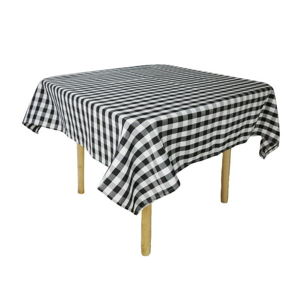 Mantel Cuadrado a Cuadros, 216 x 216 cm, Lavable, sin Arrugas, sin Manchas, para Mesa de Buffet, Picnic al Aire última intervensión, Hotel, Restaurante, Fiesta, Blanco y Negro