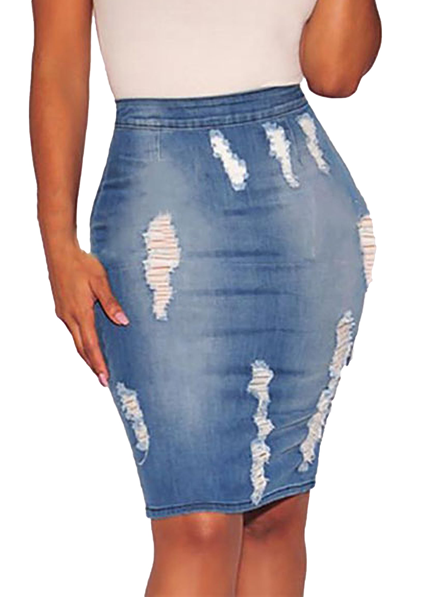 YYear Womens Stretchy A-Line Bodycon High Waist Denim Casual Mini Skirts