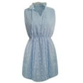 thumbnail image 4 of Fesfesfes Summer Dresses for Women Chiffon Pom Pom V-Neck Drawstring Dress Casual Solid Color Sleevless Beach Dress Short Skirt Mini Sun Dress, 4 of 6