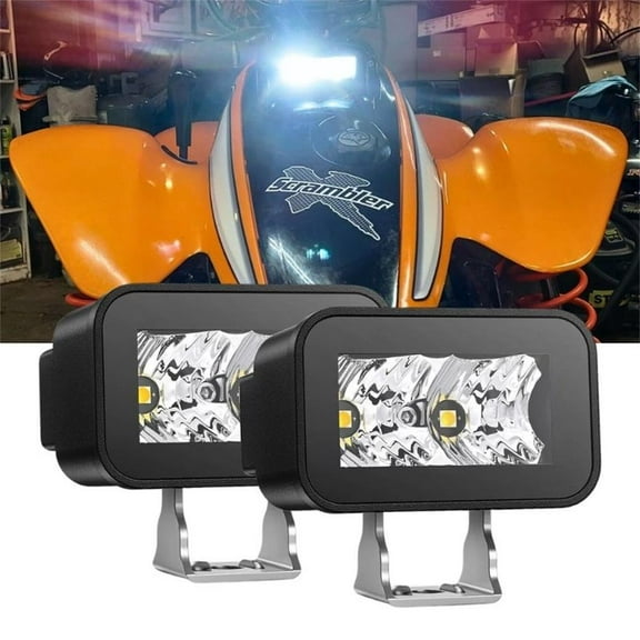 Nilight Motorcycle LED Pods 2 Pcs 3" 10W Flood Beam Square Mini Driving Offroad Side Ditch Lights Built-in EMC for Tractor Truck Motorbike Boat ATV