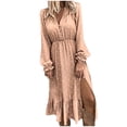 thumbnail image 1 of PVCS Robe Longue Ample à Manches Longues et Col en V pour Femmes, 1 of 6