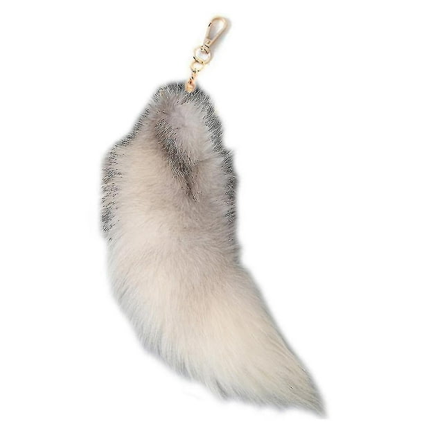 Llavero con cola de zorro de peluche, llavero con cola de Animal peludo, cola de Animal de 40cm