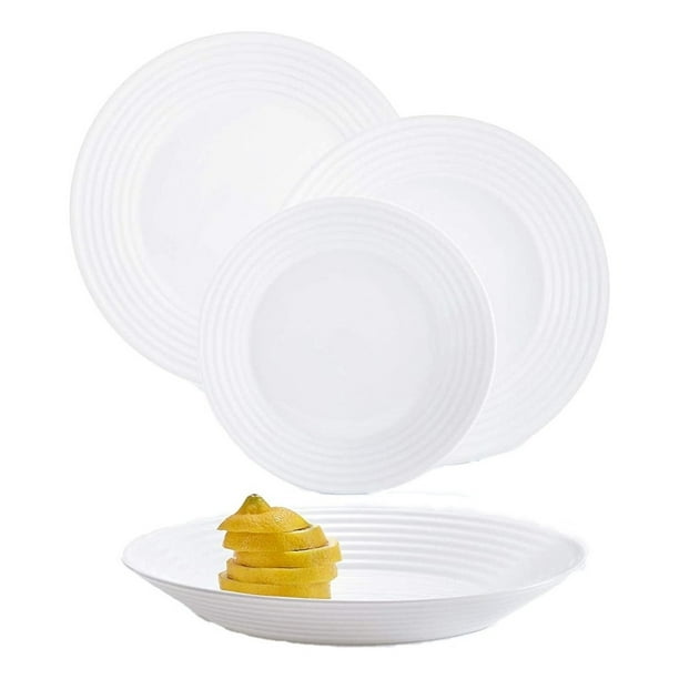 Vajilla De 12 Pzas Moderna De Opal Para 4 Personas Luminarc Harena Blanca. Luminarc Harena Walmart en linea