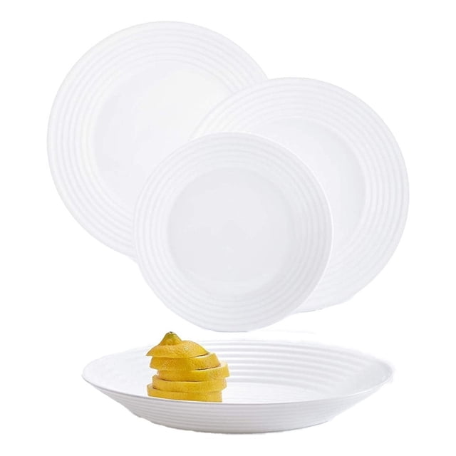 Vajilla de 12 Pzas Moderna de Opal para 4 Personas Luminarc Harena Blanca