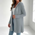 thumbnail image 5 of Sweatshirt for Women Soft Cozy Ribbed Knit Zip Up Hooded Coat Side Pockets Drawstring Hood Home for Lounge Travel Layering | TruBelle,Gray L, 5 of 7