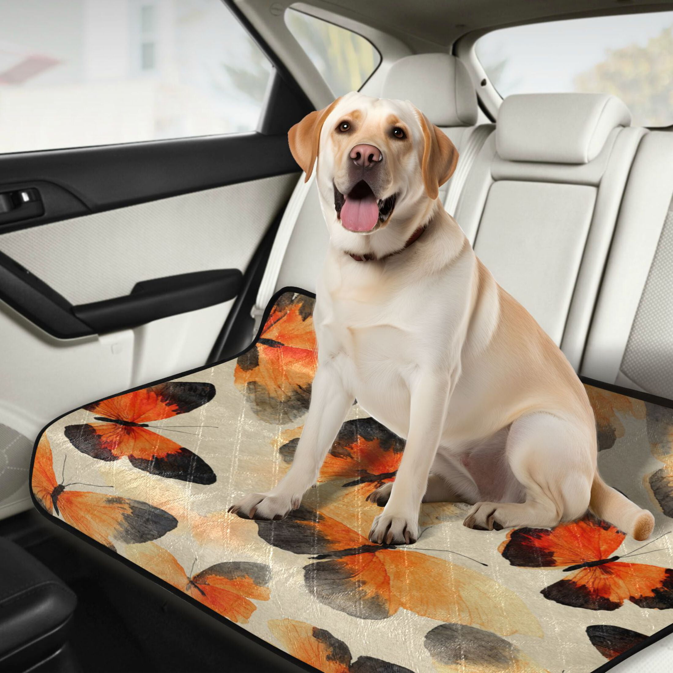 Qxltty Orange Black Butterfly Cat litter Pads Pet Set of 2 Diaper Mats Center Anti-leakage Layer Absorbent Soft and Comfortable