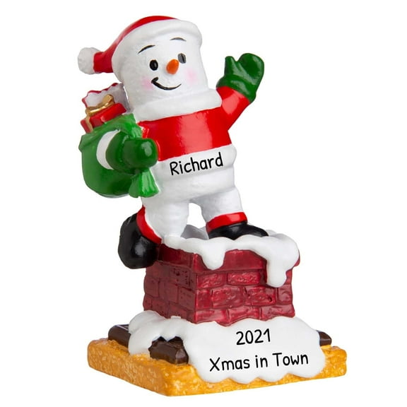 Personalized Santa Marshmallow Ornament 2024 Chimney 1 Count - Ornaments by Elves