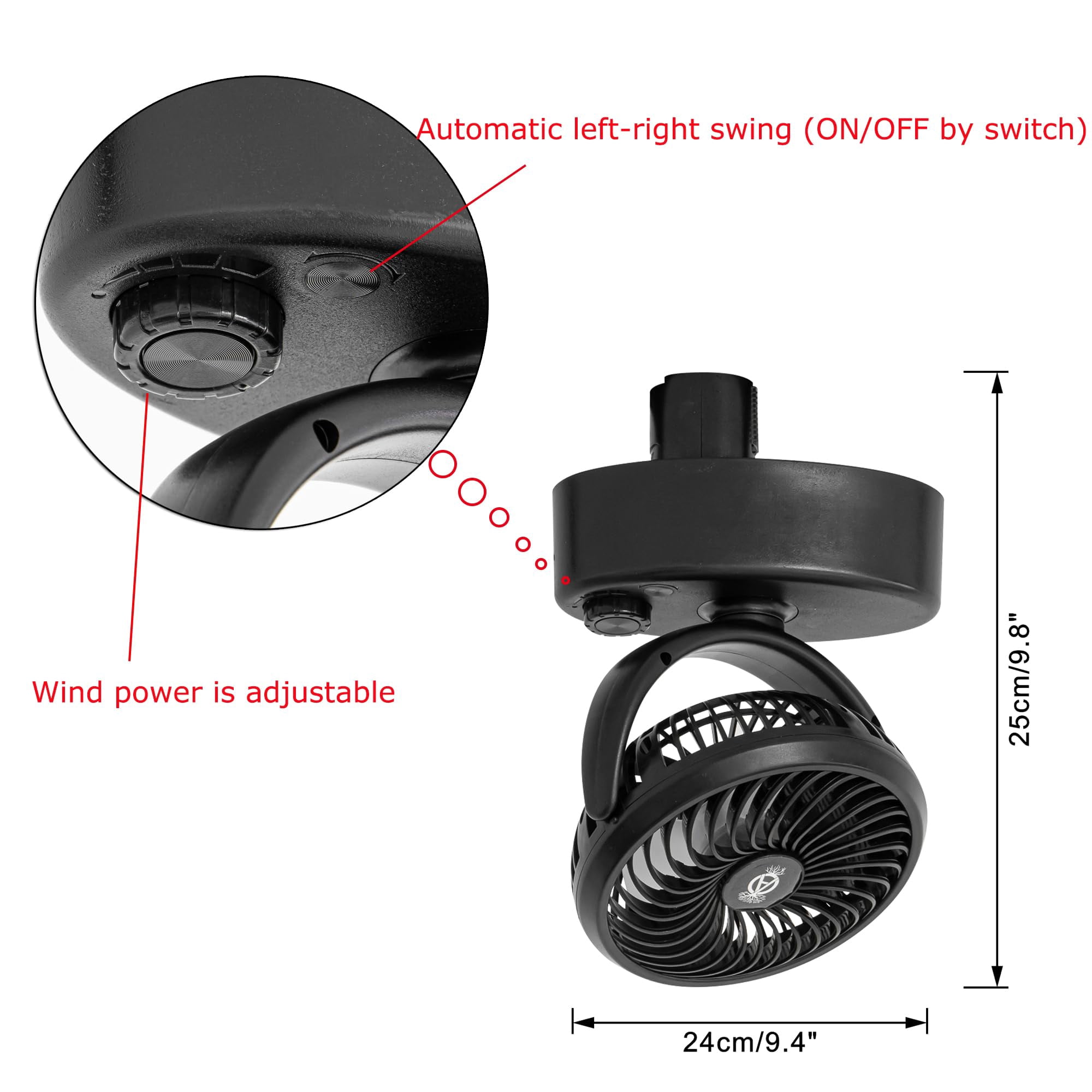 KAYYELAMP H-Type Track Ceiling Adjustable Wind Speed Mini Fan Black Easy To Install Adjustable Angle Simple Design For Home Kitchen Set Of Three