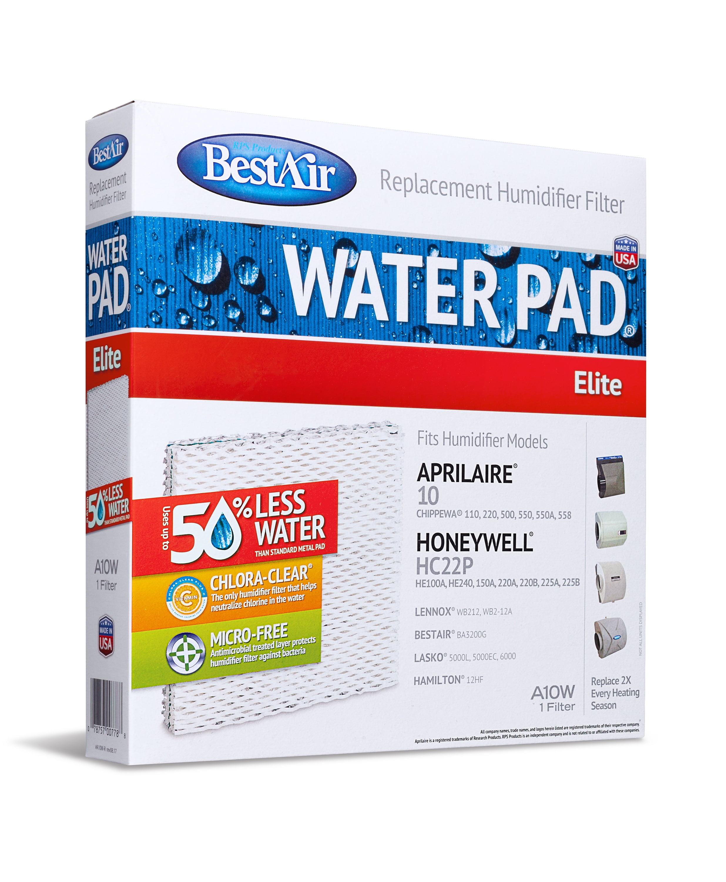 BestAir A10W-PDQ-4 Water Pad for Aprilaire models 9.875' x 9.5' x 1.5'