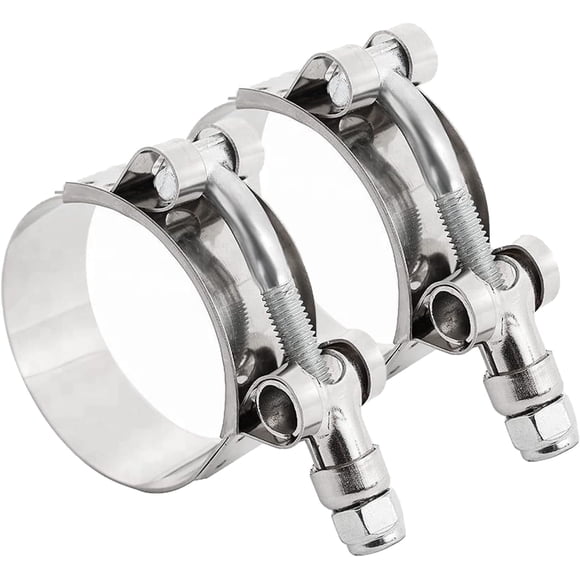 GFDYREE 2 PCS 35mm-40mm Stainless Steel T-bolt Silicone Hose Clamps Silver Turbo Pipe Intercooler Clamp, Bandwidth 19mm