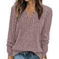 thumbnail image 4 of PUMISAS Fall Sweaters For Wowen Long Sleeve Solid Color Sweater Shirt Pullover V-Neck Blouse Casual Loose Pullover Tops With Buttons, 4 of 9