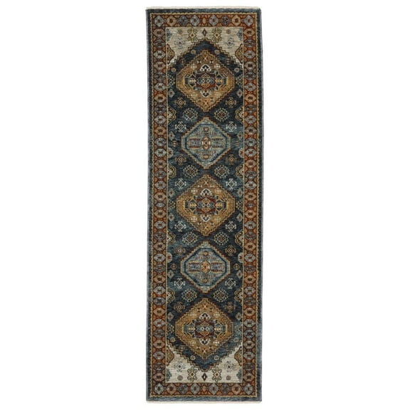 Oriental Weavers Aberdeen Area Rug - 005W1 - 2'3" x 7'6" - in Blue/ Multi - Vintage Inspired, Stain Resistant, Family and Pet Friendly , Entryway, Hallway Runner Rug