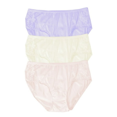 Shadowline Lingerie by Velrose Nylon Hipster Panty with Lace  3-Pack 11182/11182X-3PK