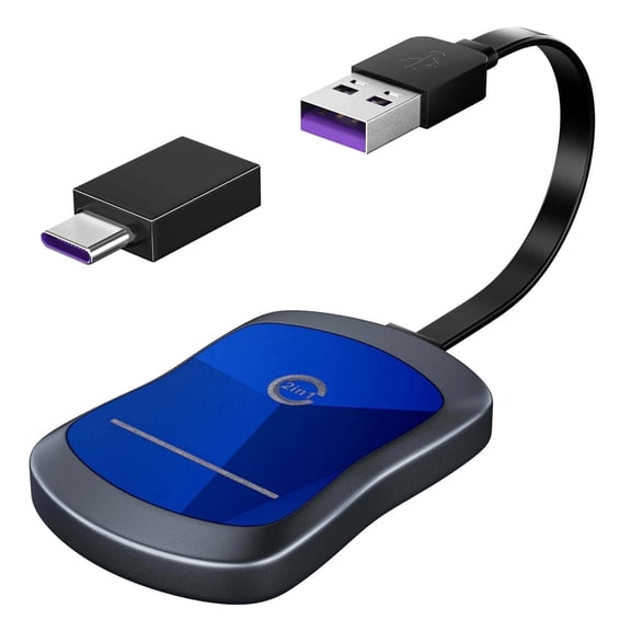 Upgraded Android Auto Wireless Adapter for Cars 2017 , 2 in 1 Wireless Carplay Adapter for iPhone,Compatible with iOS 10 /Android 11 , Plug & Play,Near-Zero Latency