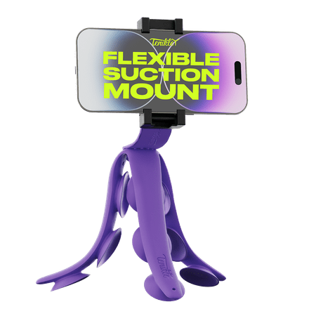 Image of Tenikle PRO Bendable Suction Cup Tripod Mount for Phone & Camera | as Seen on Shark Tank | Universal | Purple