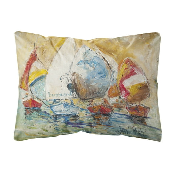Carolines Treasures JMK1037PW1216 Buzzards Sailboat Race Canvas Fabric Decorative Pillow  12H x16W multicolor