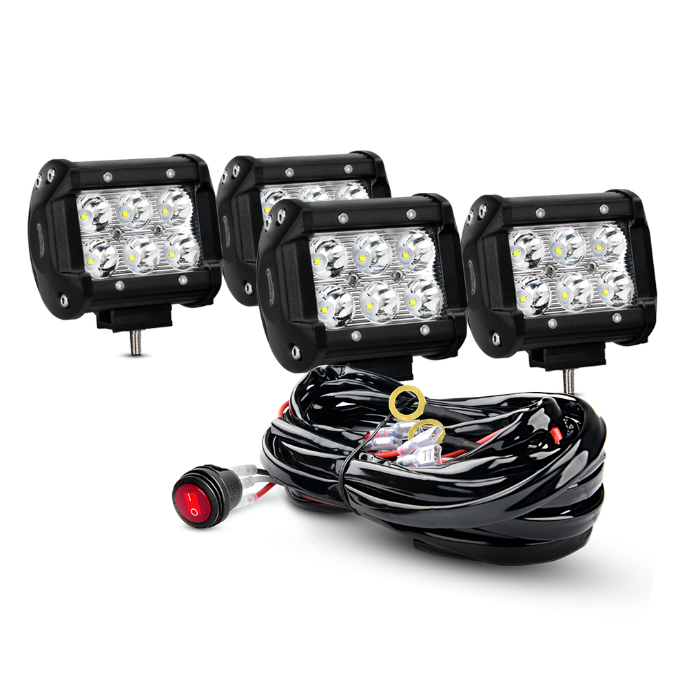 4PCS 4Inch 18w Spot Led Bar Fog Lights Led off Road Lights Driving