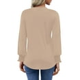 thumbnail image 4 of UVN Womens Fall Blouses Long Sleeve V neck Shirts Dressy Casual Smocked Cuffs Tunic Tops, 4 of 7