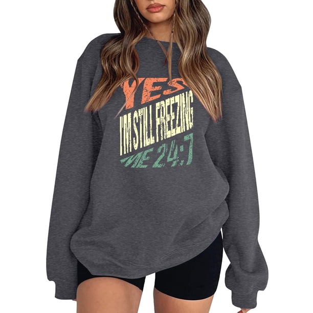 Gibobby Sudaderas para mujer oferta Sudadera de forro polar de manga larga para mujer(Gris oscuro,XG)