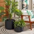 thumbnail image 2 of Safavieh Nardo Cement Modern Solid Round Black Plant Pot 2 Count, 2 of 7