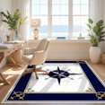 thumbnail image 3 of Design&I 8'x10' Ultra Soft Area Rug, Maritime Compass Rose Anchor Motif Sailor Knot Border Round Design None Fluffy Washable Non Shedding for Bedroom Living Room Under Sectional, 3 of 7