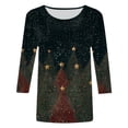 thumbnail image 4 of TTUHYWXI Christmas Shirts for Women Cute 3/4 Length Sleeve Tops Dressy Casual Crewneck Sweatshirts Ugly Xmas Sweater Blouses (Army Green, S), 4 of 4