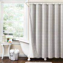 Lush Decor Farmhouse Textured Sheer With Peva Lining Shower Curtain Gray 2Pc Set 72X72