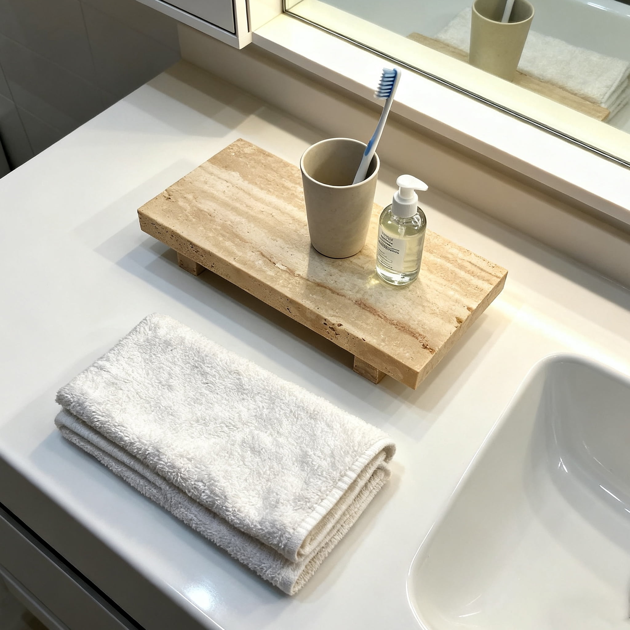Calacatta Violet Marble Pedestal Stand Tray, Versatile Organizer for Bathroom Vanity, Makeup Dressing Table, Natural Stone Home Decor