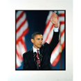 thumbnail image 1 of Barack Obama Agitant avec des Drapeaux Photo dans un Tapis - 11 x 14 Po., 1 of 1