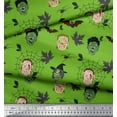 thumbnail image 2 of Soimoi Green Cotton Voile Fabric Bat & Ghost Face Halloween Printed Craft Fabric by the Yard 42 Inch Wide, 2 of 3